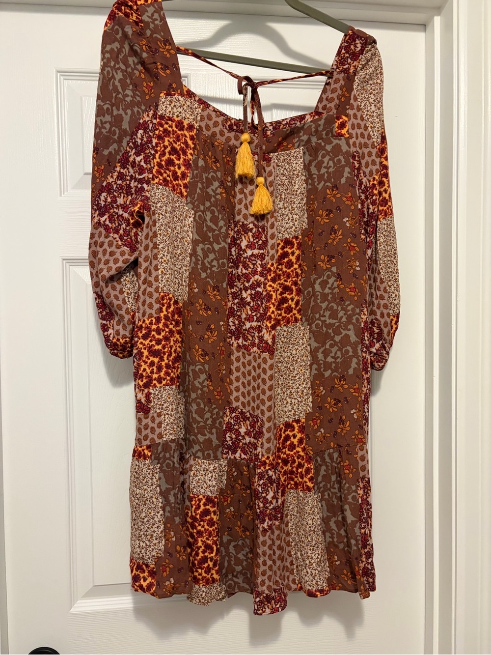Easel Boho Patchwork Tie-Back Mini Dress NWT - Picture 4 of 7